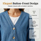 ✨ Women's Classic Button Front Denim Jacket – V-Neck, Breathable Fabric & Relaxed Fit 💙