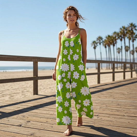 👗 50% OFF NOW! 🌸 Women's Floral Print Wide Leg Jumpsuit – Relaxed Fit, Side Pockets & Breathable – Plus Sizes Available ✨