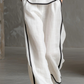 ✨👚👖Women's Contrast Trim Sleeveless Top & Wide-Leg Pants Set Elegant 2 Piece Matching Outfit Daily Vacation Casual Wear