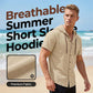 👕 LIMITED-TIME 50% OFF! 🧥 Men's Casual Short Sleeve Hoodie Shirt – Linen Blend, Adjustable Hood, Breathable 🌴