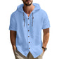 👕 LIMITED-TIME 50% OFF! 🧥 Men's Casual Short Sleeve Hoodie Shirt – Linen Blend, Adjustable Hood, Breathable 🌴