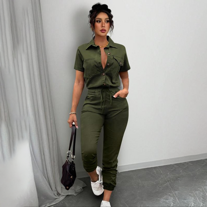 👗💖2026 New Collection! Short Sleeve Button-Front Jumpsuit for Women🌟
