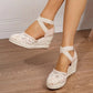 🌼 LIMITED-TIME 50% OFF! 👡 Women's Espadrille Wedge Sandals – Closed Toe, Criss-Cross Straps, Bohemian 🌴