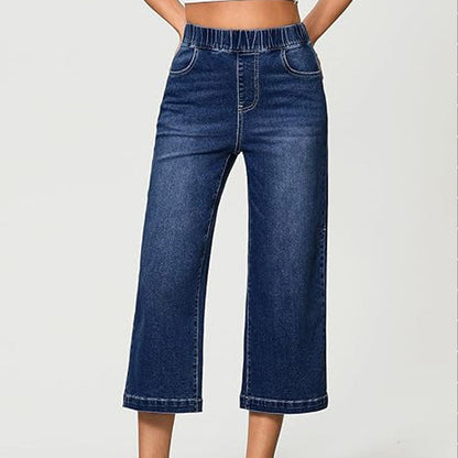 📢📢40% OFF !! ⏰Women's Pull-On Wide-Leg Cropped Denim Jeans