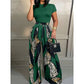 👗 50% OFF NOW! 👠 Women's Top & Wide-Leg Pants 2-Piece Set – High Waist & Vibrant Print 🎨