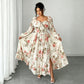 👗 50% OFF NOW! 🌸 Floral Square Neck Maxi Dress – Vintage Puff Sleeves & High Waist ✨
