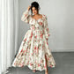 👗 50% OFF NOW! 🌸 Floral Square Neck Maxi Dress – Vintage Puff Sleeves & High Waist ✨