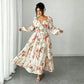 👗 50% OFF NOW! 🌸 Floral Square Neck Maxi Dress – Vintage Puff Sleeves & High Waist ✨