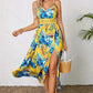 🎈 New arrival 40% OFF🌿👗Women’s Floral Print High Slit Spaghetti Strap Flowy Dress