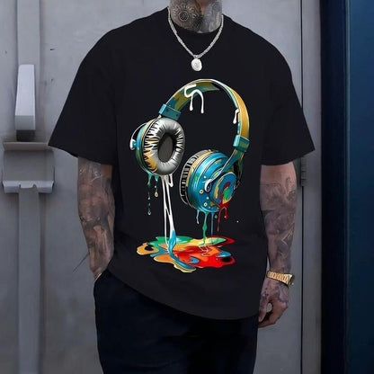 👕 50% OFF NOW! 🎧 Colorful Dripping Paint Headphone T-Shirt – Artistic design, soft cotton & perfect for music lovers or casual streetwear 🎨