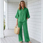 📢📢40% OFF !! ⏰Women's Stand-Up Collar Top & Wide-Leg Pants Set