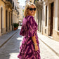 👗 50% OFF! ✨ Tiered Midi Dress – Floral Pattern, Split Sleeves, Flowy, Elegant 🌸