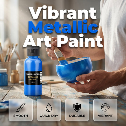🎨✨ Vibrant Metallic Art Paint | Fast Drying & Rust Prevention, Shiny Metallic Finish for Craft & DIY Projects