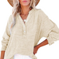 👚✨ Women’s Casual Gauze Blouse 🧵 Button Neck Long Sleeve