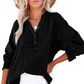 👚✨ Women’s Casual Gauze Blouse 🧵 Button Neck Long Sleeve