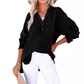 👚✨ Women’s Casual Gauze Blouse 🧵 Button Neck Long Sleeve