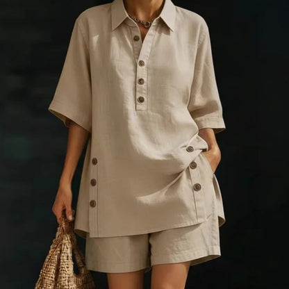 👕 LIMITED-TIME 50% OFF! ✨ Women's 2-Piece Set – Relaxed Fit, Polo Collar, Summer