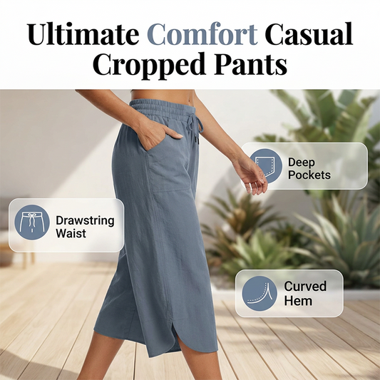 ✨🌼 2026 New Collection Women's Solid-Color Loose-Fit Cropped Pants🔥
