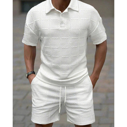 ✨🧍‍♂️ Solid Color 2-Piece Casual Short Sleeve Set 👔