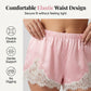 🌿Effortless Summer Chic ✨Satin Lace Trim Shorts