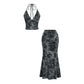 🌺 50% OFF NOW!🌴 Bohemian Floral Halter Top & Maxi Skirt Set – Mermaid Hem & Resort Chic – Vacation Essential 🌊