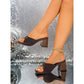 📢📢50% OFF !! ⏰Women's Square Toe Ruched Block Heel Slippers