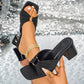 📢📢50% OFF !! ⏰Women's Square Toe Ruched Block Heel Slippers