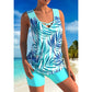 🩱 50% OFF NOW! 🏊‍♀️ Athletic Two-Piece Swimsuit – Criss-Cross Neckline, Quick-Dry & Inclusive Sizing – Modest Tank Top + Sporty Boy Shorts 🌊