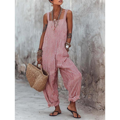 👗 50% OFF NOW! 🌊 Women's Casual Striped Spaghetti Strap Jumpsuit