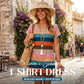 ☀️👗Women's Summer Casual V-Neck T-Shirt Dress | Soft Short Sleeve Loose Daily Sundress
