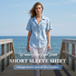 👚 LIMITED-TIME 50% OFF! ✨ Denim Short Sleeve Shirt – Loose Lapel, Casual, Relaxed Fit 🌿