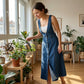 🌸 50% OFF NOW! 🌸Women's Button-Front Denim Overall Midi Dress