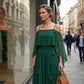 ✨👗💐Women’s Elegant Cold Shoulder Flowy Maxi Dress Soft Loose Long Dress For Wedding Party Vacation Daily