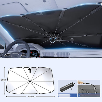 ☀️🚗 Bendable Car Windshield Sunshade Umbrella ☂️ Foldable UV Block Heat Insulation Car Front Window Sun Shield