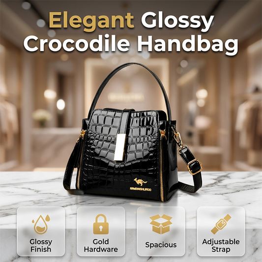 🐊✨Glossy Crocodile Pattern Women's Handbag💃 Trendy Fashion Ladies Shoulder Purse