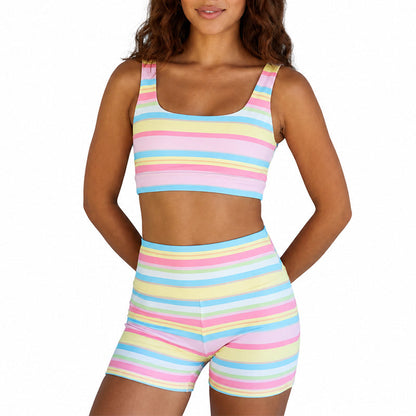 🌈Women Rainbow Stripe Tank & Shorts Set ✨Summer Two Piece Outfit