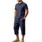 🎁 LIMITED TIME 50% OFF! 👕 Men Summer Linen Set – Loose Shirt & Cargo Shorts Two Piece Outfit 💥