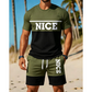 🎉 LIMITED TIME 50% OFF! 👕 Men's Color-Block Tee and Shorts Set – Breathable Fabric & Adjustable Drawstring Waist 🔥