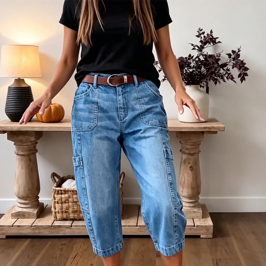 ⏳Limited-time 50% off⏰Women's Casual Stretchy Cropped Denim Pants👖