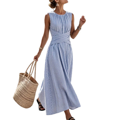 🏖️New Summer Collection –⏰️Limited Time 50% OFF💐👗✨Women Casual Striped Maxi Dress Sleeveless🎀