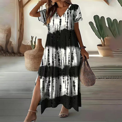 🌺Summer Hot Sale 50% OFF💐Women’s Causal V-Neck Gradient Dress