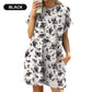 💃 Last Day Sale 50% Off 💐Loose Fit Short Sleeve Dress with Versatile Print Designs