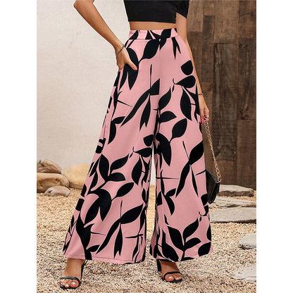 🌸👖 Women's Printed High-Waisted Wide-Leg Pants