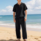 🔥 Pro-Favorite Men's Casual Linen Blend Shirt and Pants Set – Linen Blend – Breathable ☀️