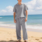 🔥 Pro-Favorite Men's Casual Linen Blend Shirt and Pants Set – Linen Blend – Breathable ☀️