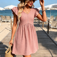✨V-Neck Flutter Sleeve Ladies Summer Dress 🌿 Casual Holiday Mini Dress