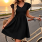 ✨V-Neck Flutter Sleeve Ladies Summer Dress 🌿 Casual Holiday Mini Dress