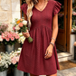 ✨V-Neck Flutter Sleeve Ladies Summer Dress 🌿 Casual Holiday Mini Dress