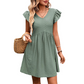 ✨V-Neck Flutter Sleeve Ladies Summer Dress 🌿 Casual Holiday Mini Dress