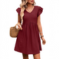 ✨V-Neck Flutter Sleeve Ladies Summer Dress 🌿 Casual Holiday Mini Dress